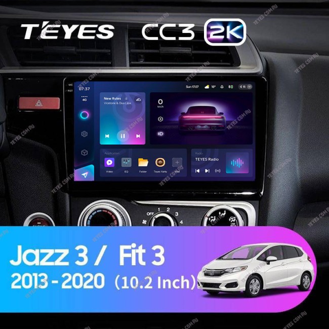 Штатная магнитола Teyes CC3 2K 360 6/128 Honda Fit 3 (2013-2020) Тип-A