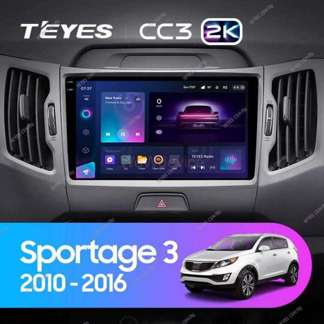 Штатная магнитола Teyes CC3 2K 360 6/128 Kia Sportage 3 SL (2010-2016) Тип-A