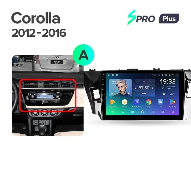 Штатная магнитола Teyes SPRO Plus 4/64 Toyota Corolla (2012-2016) Тип-A