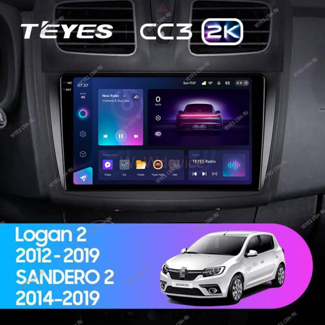 Штатная магнитола Teyes CC3 2K 360 6/128 Renault Sandero 2 (2014-2019) F2