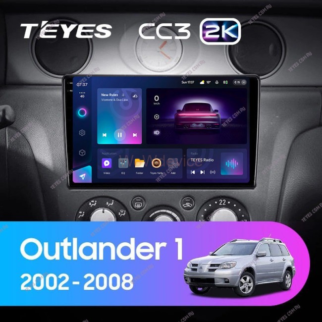 Штатная магнитола Teyes CC3 2K 360 6/128 Mitsubishi Outlander 1 (2002-2008) Тип-A