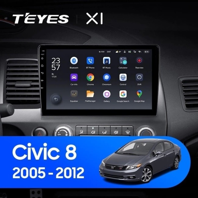 Штатная магнитола Teyes X1 4G 2/32 Honda Civic 8 FK FN FD (2005-2012)