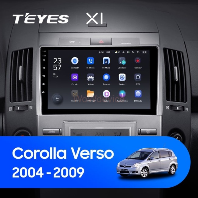 Штатная магнитола Teyes X1 4G 2/32 Toyota Corolla Verso AR10 (2004-2009) F2