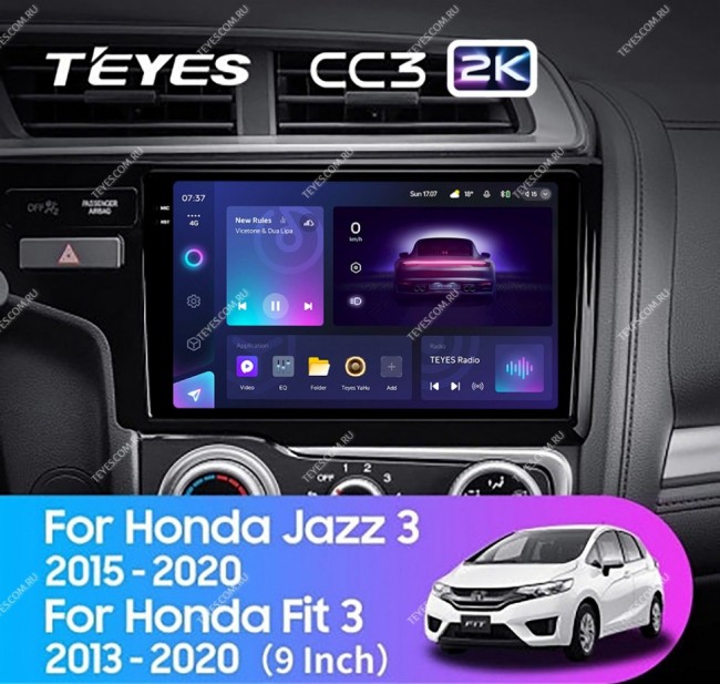 Штатная магнитола Teyes CC3 2K 4/64 Fit 3 GP GK (2013-2020) Тип-В