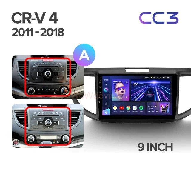 Штатная магнитола Teyes CC3 3/32 Honda CR-V 4 RM RE (2011-2018) 9 дюймов Тип-A