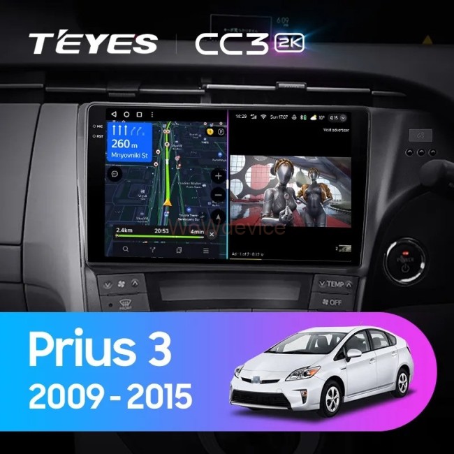 Штатная магнитола Teyes CC3 2K 6/128 Toyota Prius 3 XW30 (2009-2015) F2 правый руль