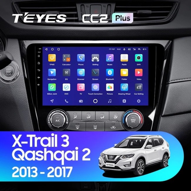 Штатная магнитола Teyes CC2L Plus 1/16 Nissan Qashqai 2 (2013-2021) F2 климат контроль Тип-A