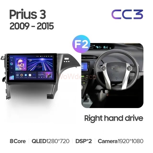 Штатная магнитола Teyes CC3L 4/32 Toyota Prius 3 XW30 (2009-2015) F2 правый руль