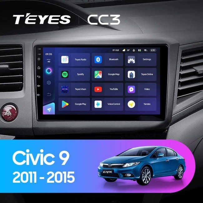 Штатная магнитола Teyes CC3 360 6/128 Honda Civic 9 FB FK FD (2011-2015)