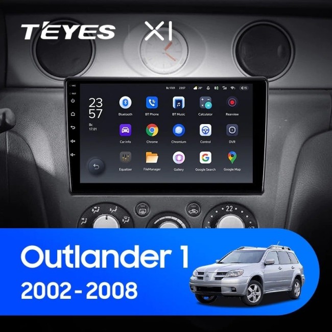 Штатная магнитола Teyes X1 4G 2/32 Mitsubishi Outlander 1 (2002-2008) Тип-В