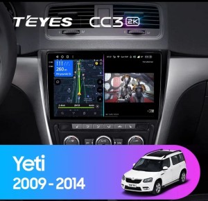 Штатная магнитола Teyes CC3 2K 6/128 Skoda Yeti 5L (2009-2014)