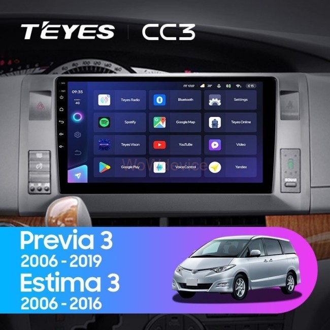 Штатная магнитола Teyes CC3L 4/32 Toyota Previa, Estima AHR20 XR50 (2006-2019) левый руль