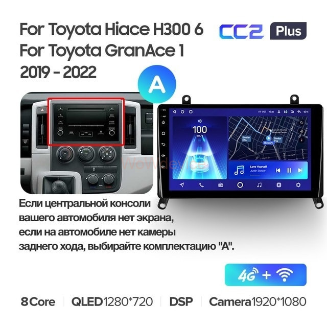 Штатная магнитола Teyes CC2 Plus 4/64 Toyota Hiace H300 VI (2019-2022) Тип-А