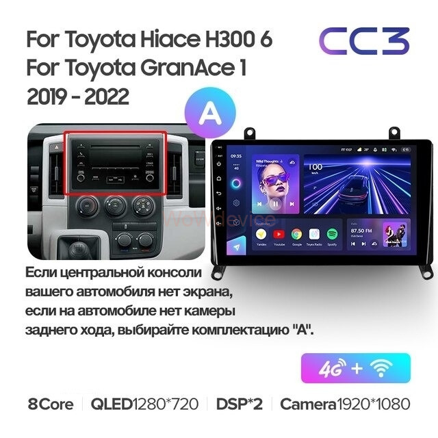 Штатная магнитола Teyes CC3 2K 3/32 Toyota Hiace H300 VI (2019-2022) Тип-А