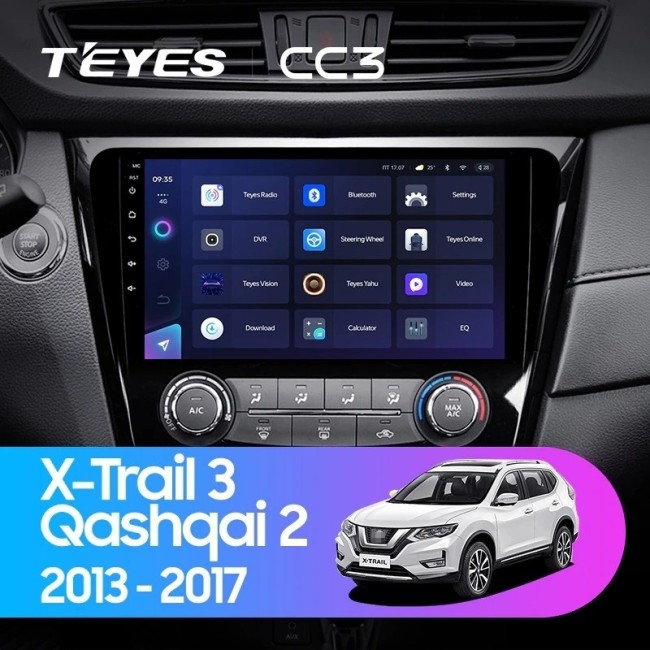 Штатная магнитола Teyes CC3 3/32 Nissan Qashqai 2 (2013-2021) F2 климат контроль Тип-C