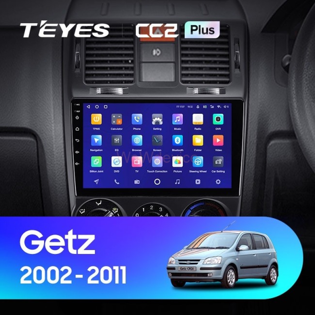 Штатная магнитола Teyes CC2 Plus 6/128 Hyundai Getz (2002-2011) Правый руль