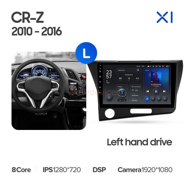 Штатная магнитола Teyes X1 4G 2/32 Honda CR-Z 1 (2010-2016) Левый руль