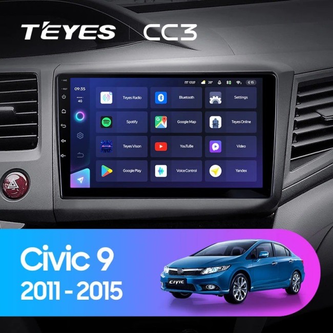 Штатная магнитола Teyes CC3 6/128 Honda Civic 9 FB FK FD (2011-2015)