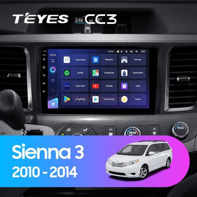 Штатная магнитола Teyes CC3L 4/32 Toyota Sienna 3 XL30 (2010-2014)