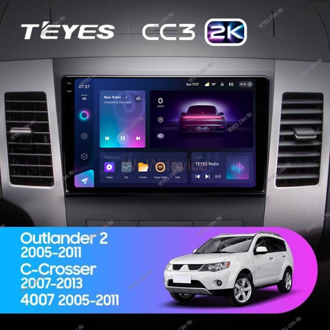 Штатная магнитола Teyes CC3 2K 360 6/128 Mitsubishi Outlander 2 (2005-2011) Тип-B