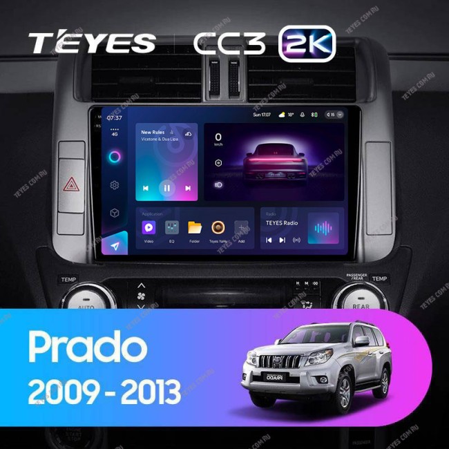 Штатная магнитола Teyes CC3 2K 360 6/128 Toyota Land Cruiser Prado 150 (2009-2013) Тип-B