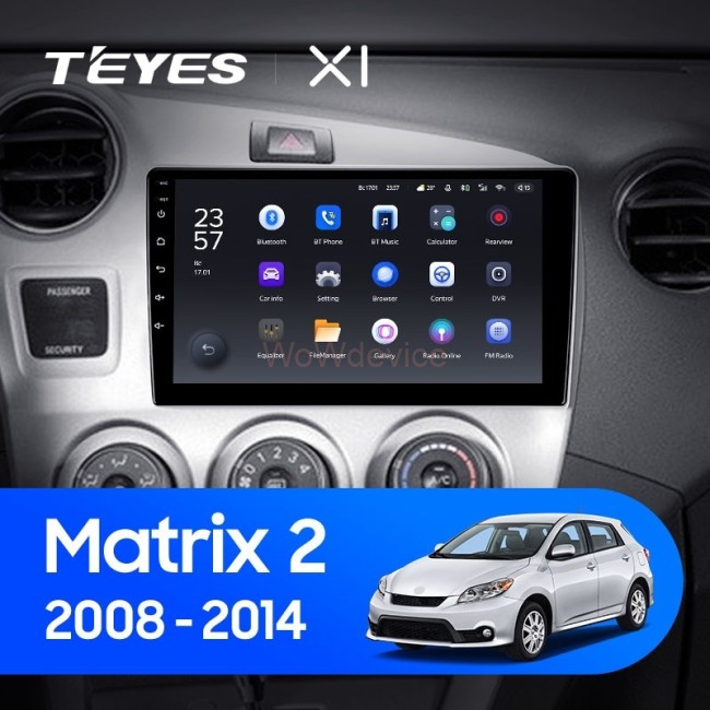 Штатная магнитола Teyes X1 4G 2/32 Toyota Matrix 2 E140 (2008-2014)