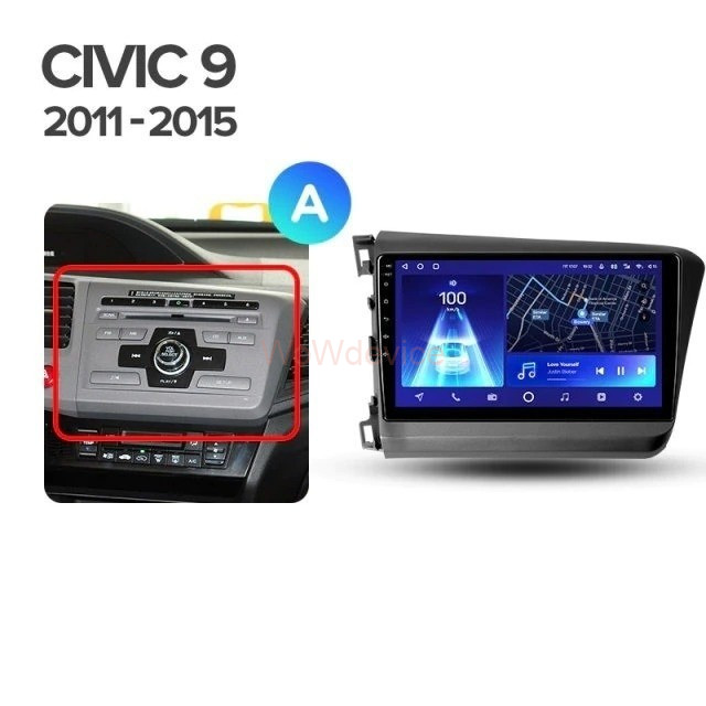 Штатная магнитола Teyes CC2 Plus 4/64 Honda Civic 9 FB FK FD (2011-2015)
