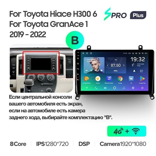 Штатная магнитола Teyes SPRO Plus 6/128 Toyota Hiace H300 VI (2019-2022) Тип-B Штатная магнитола Teyes SPRO Plus 6/128 Toyota Hiace H300 VI (2019-2022) Тип-B