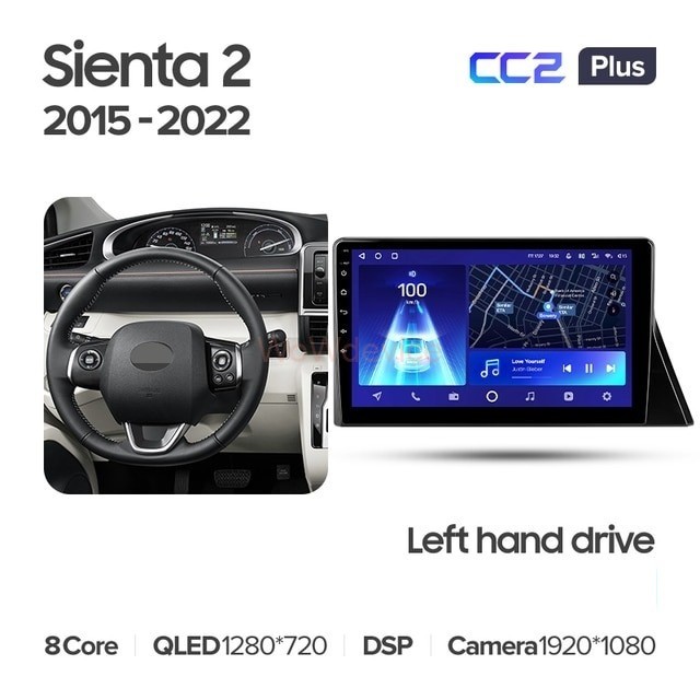 Штатная магнитола Teyes CC2 Plus 4/32 Toyota Sienta 2 XP170 (2015-2022) Левый руль