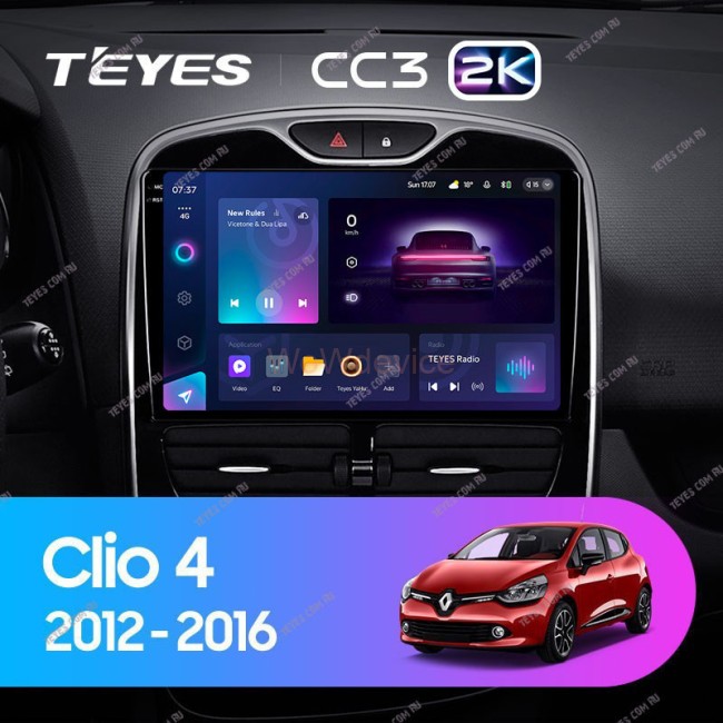 Штатная магнитола Teyes CC3 2K 360 6/128 Renault Clio 4 BH98 KH98 (2012-2015)