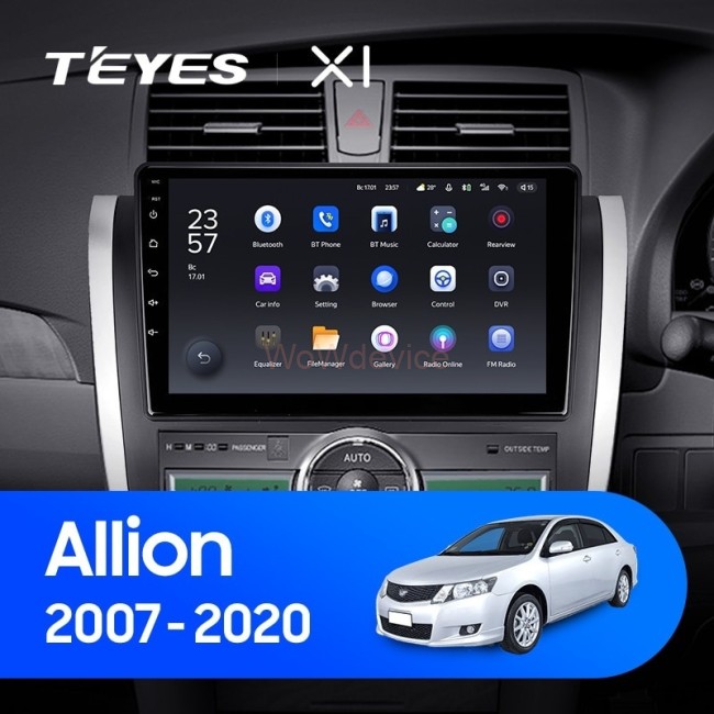 Штатная магнитола Teyes X1 4G 2/32 Toyota Allion T260 (2007-2020) Правый руль