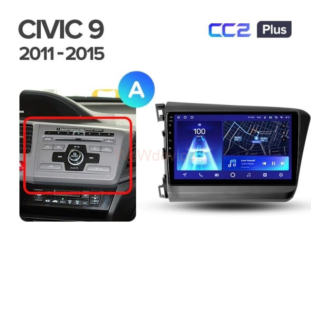 Штатная магнитола Teyes CC2 Plus 3/32 Honda Civic 9 FB FK FD (2011-2015)