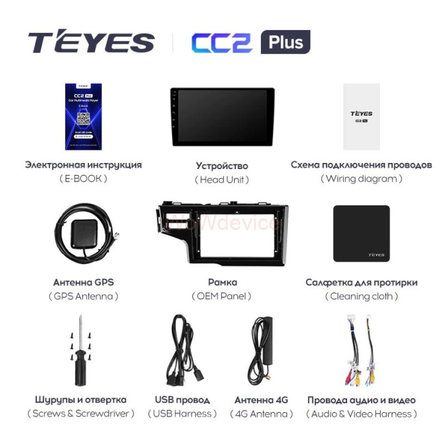 Штатная магнитола Teyes CC2 Plus 3/32 Honda Fit 3 (2013-2020) Тип-A